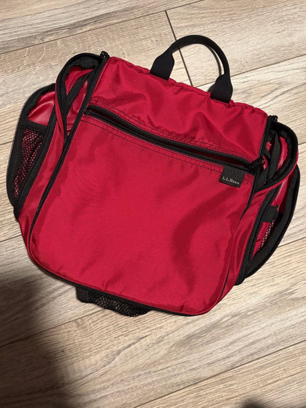 L.L. Bean Red Toiletry / Travel Kit with Black Trim